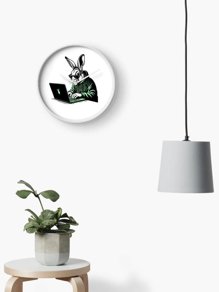 Thumbnail 2 of 4, Clock, Cool Hacker Rabbit designed and sold by Lydyb-creations.