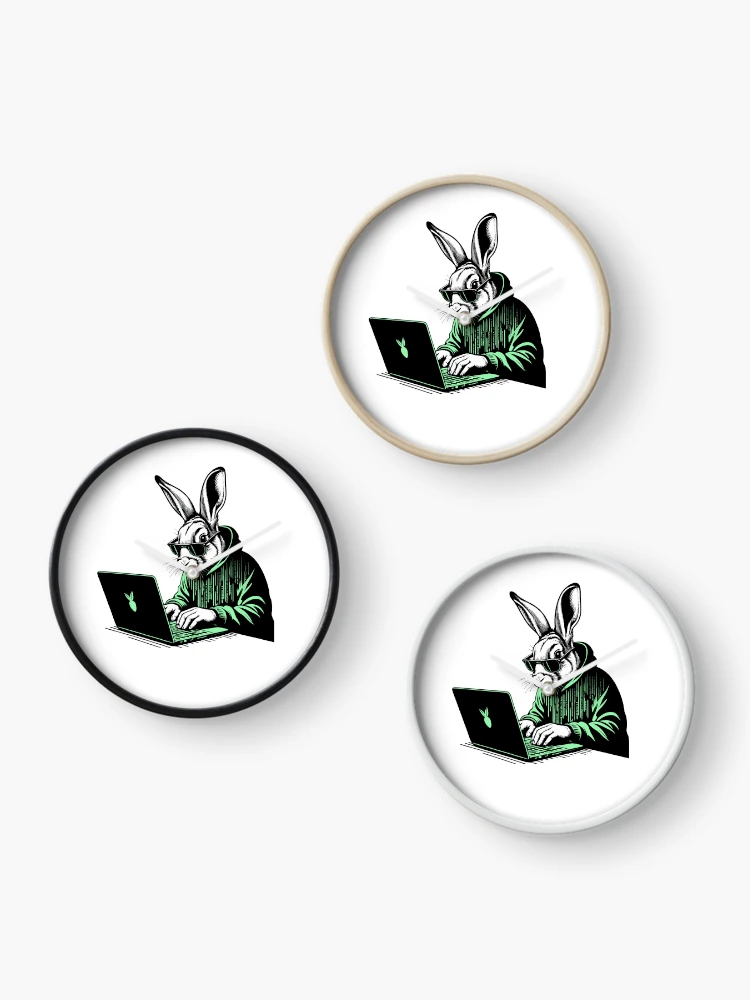 Thumbnail 3 of 4, Clock, Cool Hacker Rabbit designed and sold by Lydyb-creations.