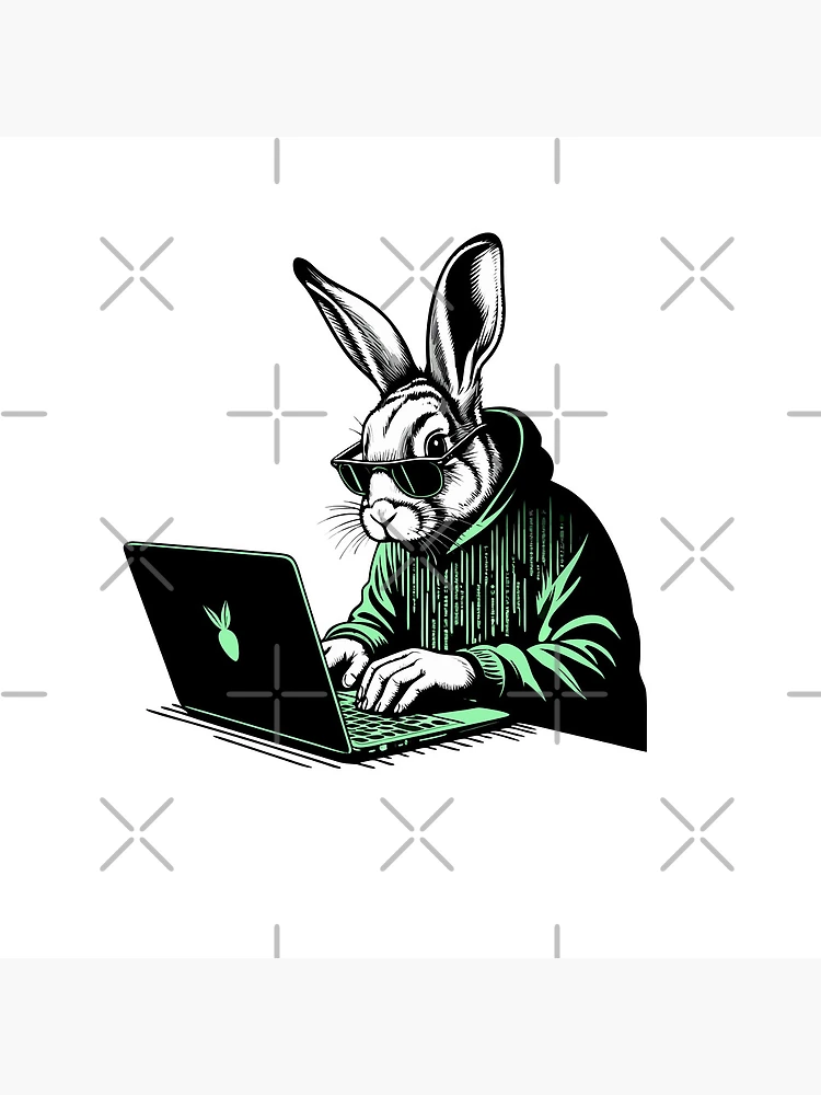 Thumbnail 4 of 4, Clock, Cool Hacker Rabbit designed and sold by Lydyb-creations.