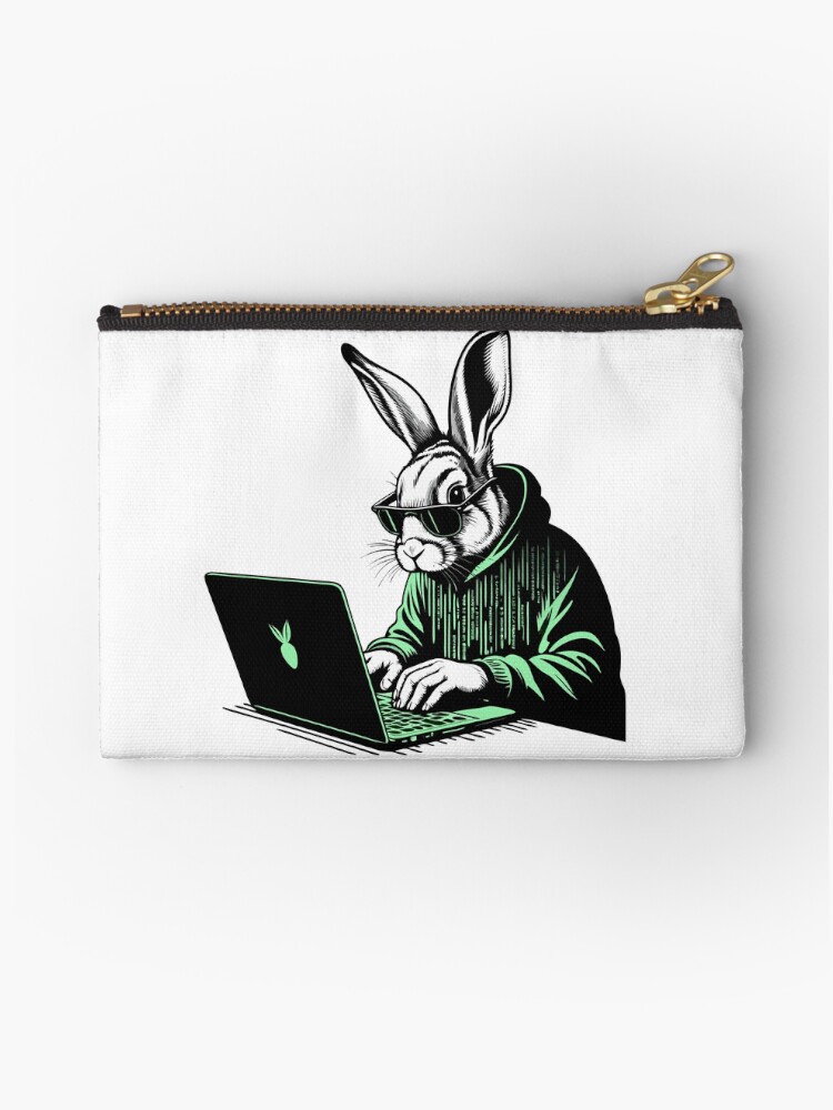 Thumbnail 1 of 4, Zipper Pouch, Cool Hacker Rabbit designed and sold by Lydyb-creations.