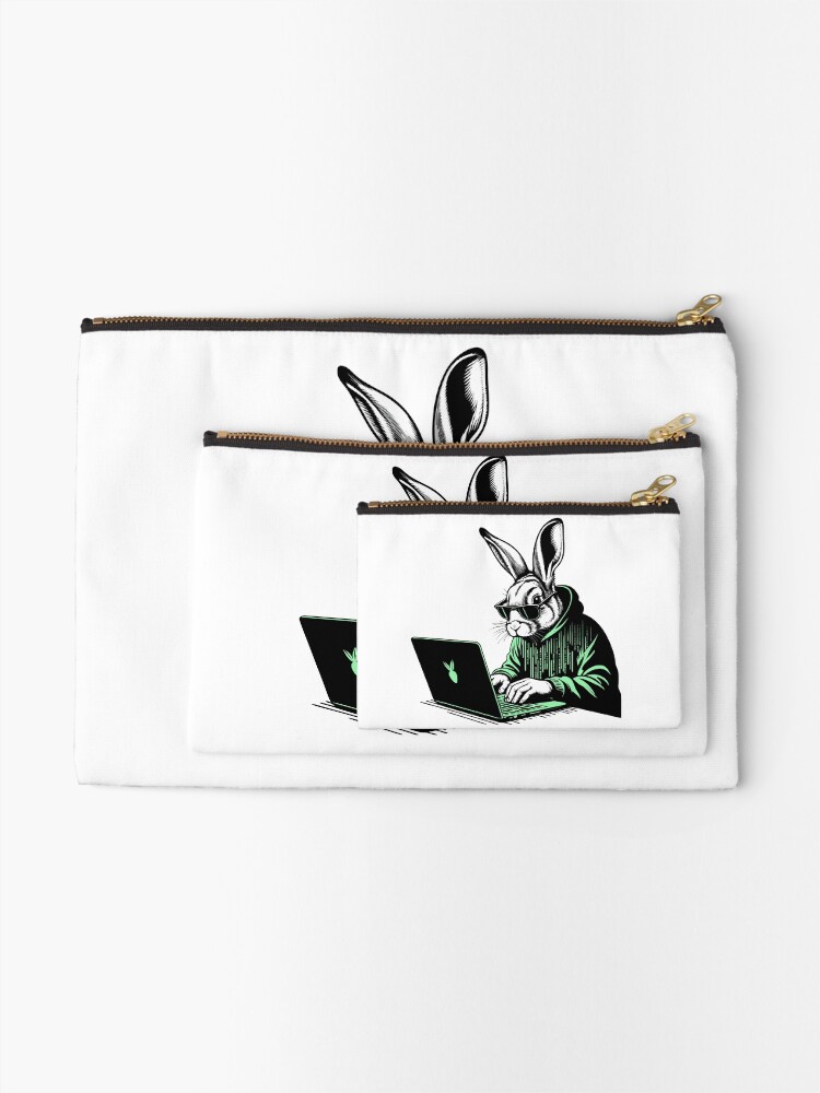 Thumbnail 2 of 4, Zipper Pouch, Cool Hacker Rabbit designed and sold by Lydyb-creations.