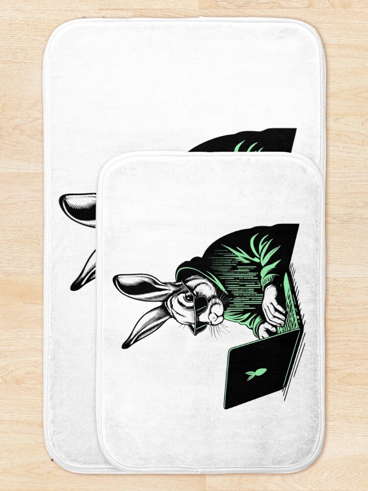 Thumbnail 5 of 6, Bath Mat, Cool Hacker Rabbit designed and sold by Lydyb-creations.