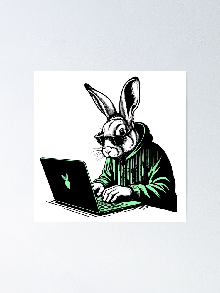 Thumbnail 1 of 3, Poster, Cool Hacker Rabbit designed and sold by Lydyb-creations.