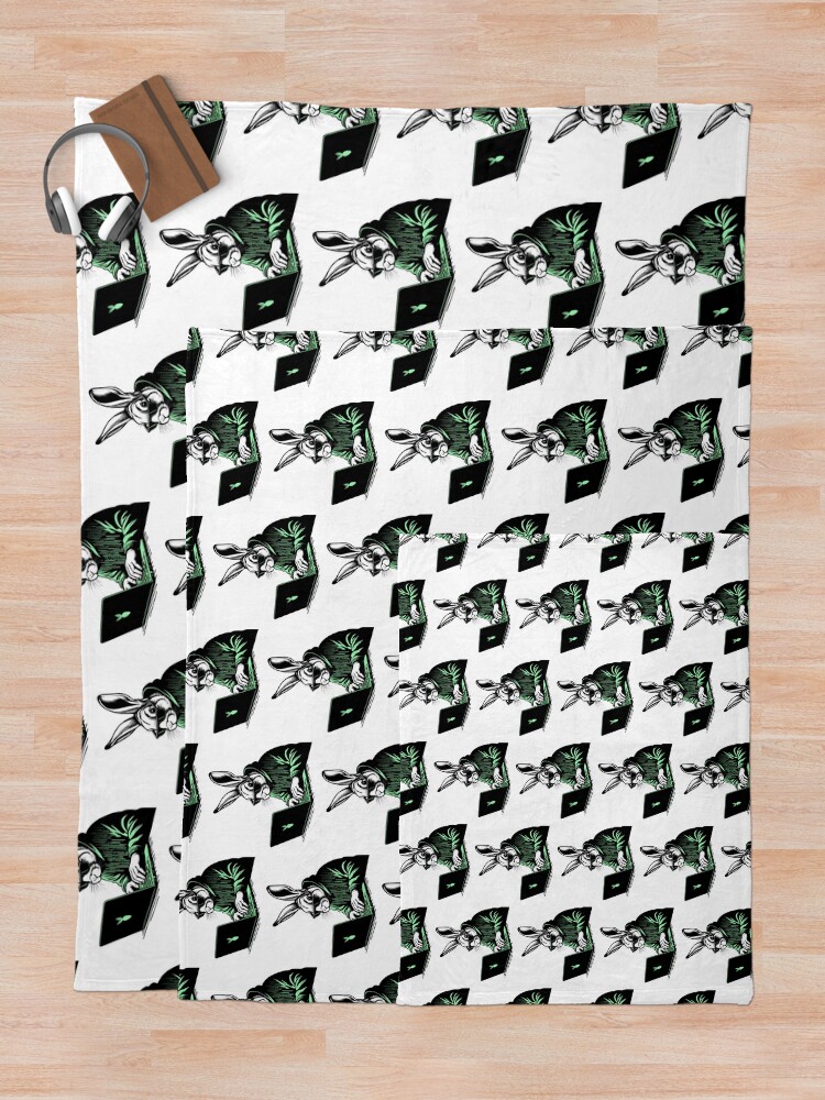 Thumbnail 5 of 6, Throw Blanket, Cool Hacker Rabbit designed and sold by Lydyb-creations.