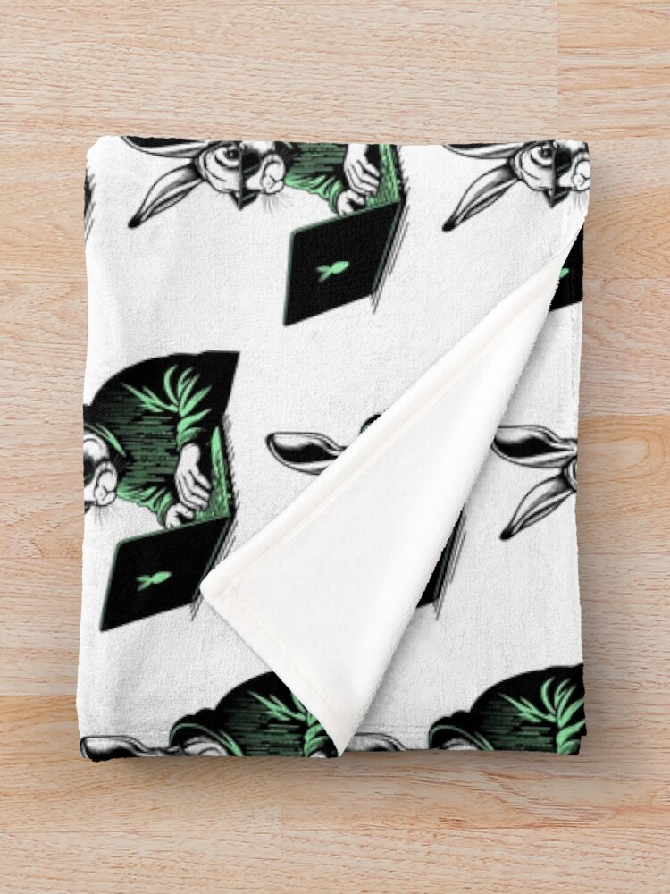 Thumbnail 3 of 6, Throw Blanket, Cool Hacker Rabbit designed and sold by Lydyb-creations.