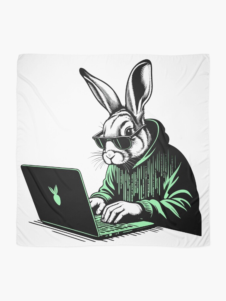 Thumbnail 2 of 3, Scarf, Cool Hacker Rabbit designed and sold by Lydyb-creations.