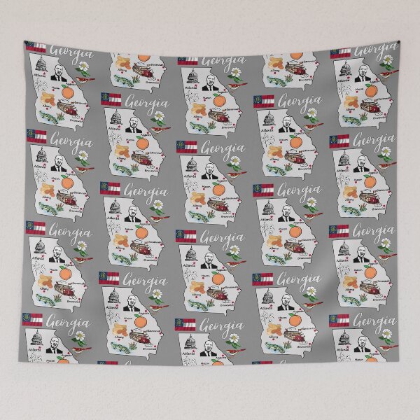Item preview, All About Georgia! Iconic State Map,  Peaches, Atlanta & Southern Charm designed and sold by mashmosh.