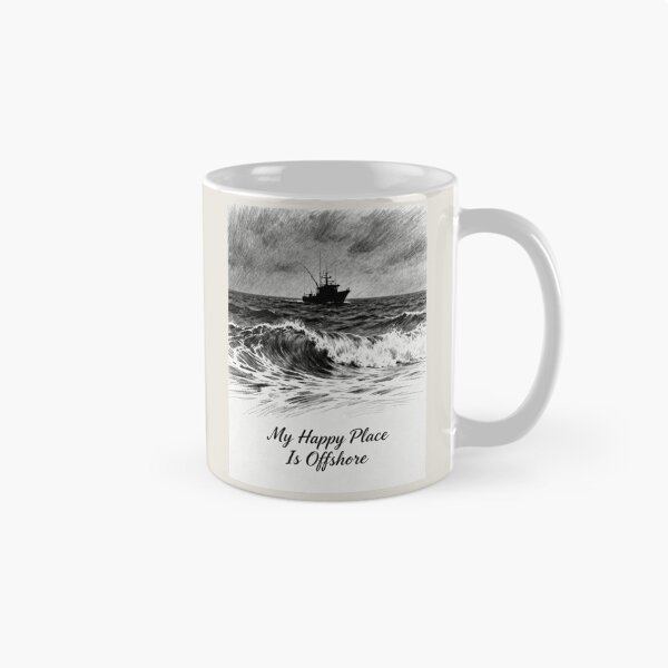 Item preview, My Happy Place Is Offshore – Deep Sea Fishing Boat Illustration designed and sold by EimSol.