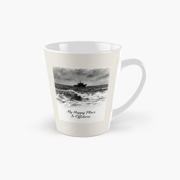 Item preview, My Happy Place Is Offshore – Deep Sea Fishing Boat Illustration designed and sold by EimSol.