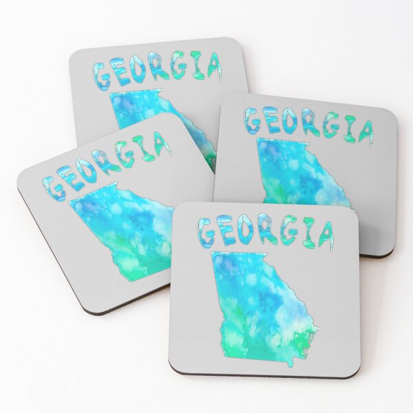 Item preview, Georgia Dream State: Vibrant Watercolor Map & Blue Splash Typography designed and sold by mashmosh.