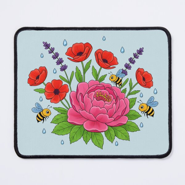 Item preview, Flowers with Bees – Bee & Flowers Illustration designed and sold by LMDIGITAL6.