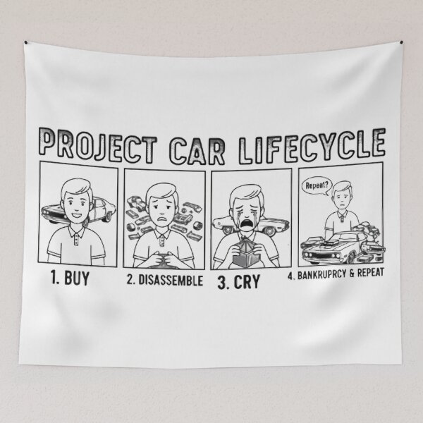 Item preview, Project Car Lifecycle - Funny Car Guy Restoration Meme designed and sold by TobaGallery868.