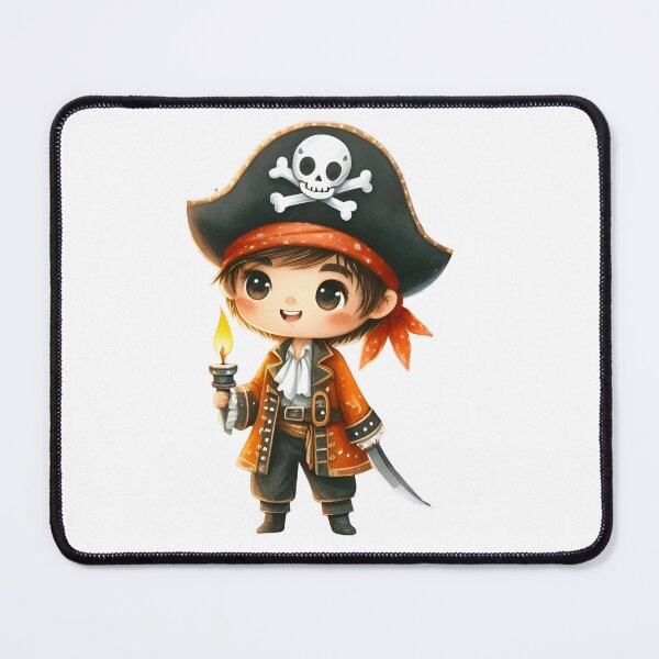 Item preview, Cute Pirate Boy Clipart – Chibi Pirate Character with Torch & Sword, Watercolor Illustration designed and sold by LunaPixelStudio.