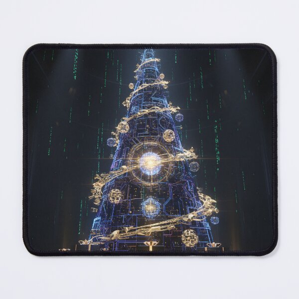Item preview, AI Christmas — Cyber Holiday Black & Gold Art designed and sold by DarkScorpio.