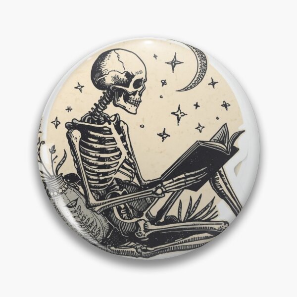 Item preview, Vintage Engraved Skeleton Reading Art designed and sold by QuikFun.