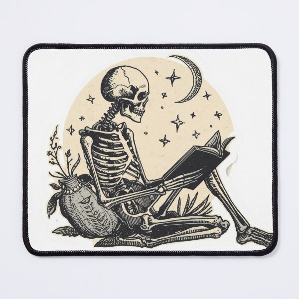 Item preview, Vintage Engraved Skeleton Reading Art designed and sold by QuikFun.