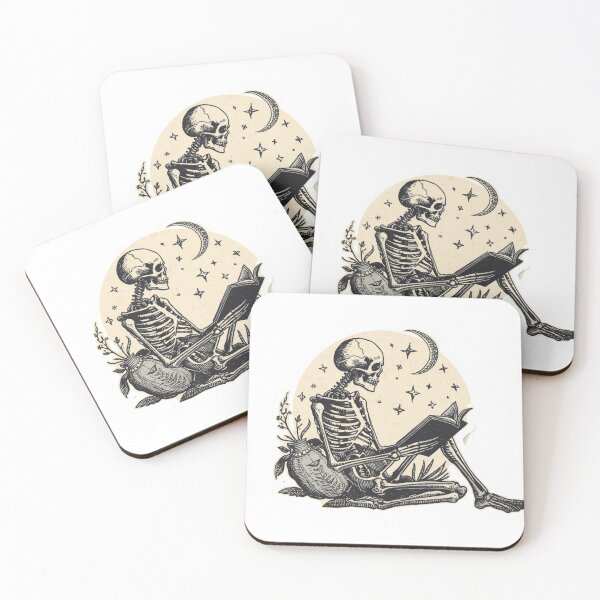 Item preview, Vintage Engraved Skeleton Reading Art designed and sold by QuikFun.