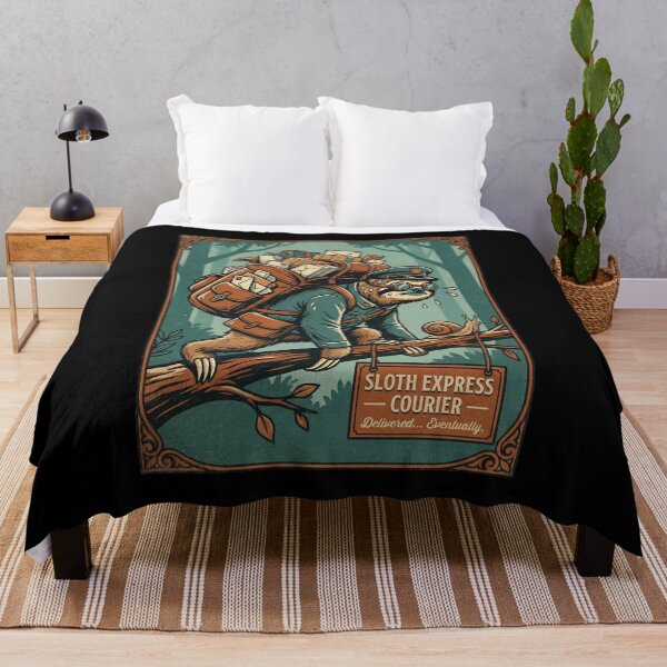 Item preview, Funny Meme Sloth Express Courier Funny Vintage Mailman Sloth Art Delivered Eventually designed and sold by Bongocomic.