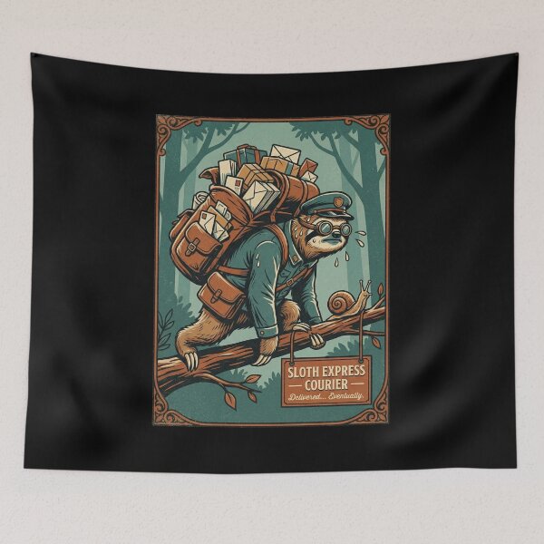 Item preview, Funny Meme Sloth Express Courier Funny Vintage Mailman Sloth Art Delivered Eventually designed and sold by Bongocomic.