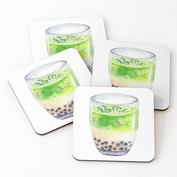 Item preview, Matcha Bubble Tea in a Glass, Watercolour designed and sold by MeiC-Artsy.