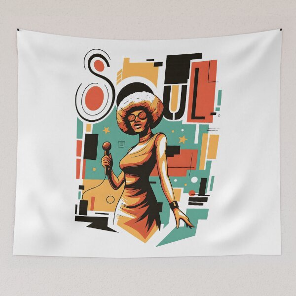Item preview, Retro Disco Singer Afro woman Microphone 70s Pop Art designed and sold by DrawHandArt.