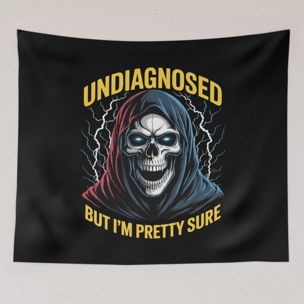Item preview, Undiagnosed But I'm Pretty Sure Flaming Skeleton Autism Meme  designed and sold by CombatTask.