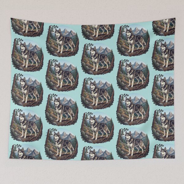 Item preview, Lone Wolf in Alpine Landscape – Outdoor Adventure Art designed and sold by Royalsticker.