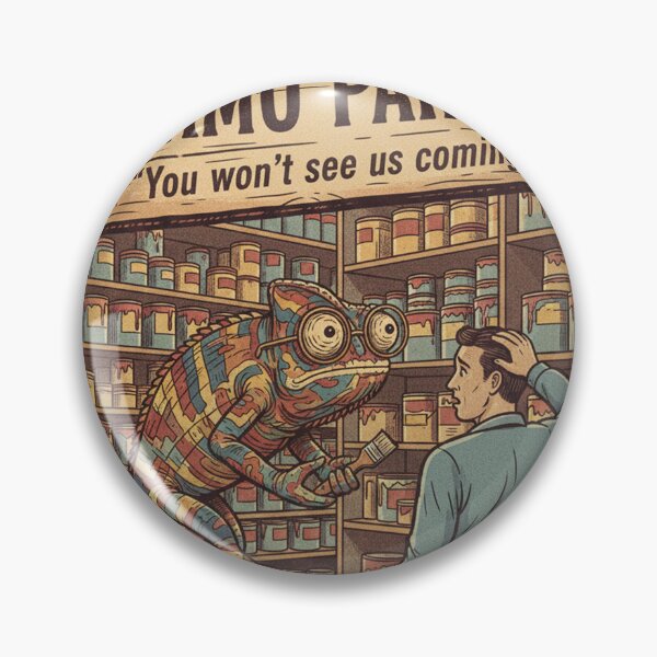 Item preview, Camo Paints Chameleon Funny Meme Vintage Ad - You Won't See Us Coming designed and sold by Bongocomic.