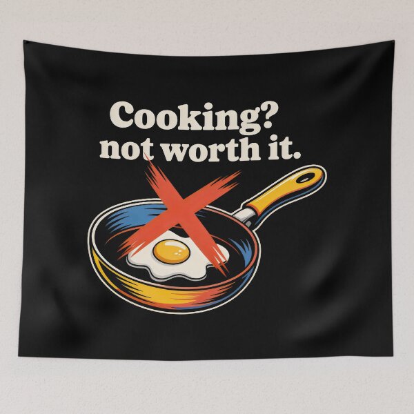 Item preview, Cooking Not Worth It Design with Fried Egg and Red X Humor designed and sold by SplashTastic.