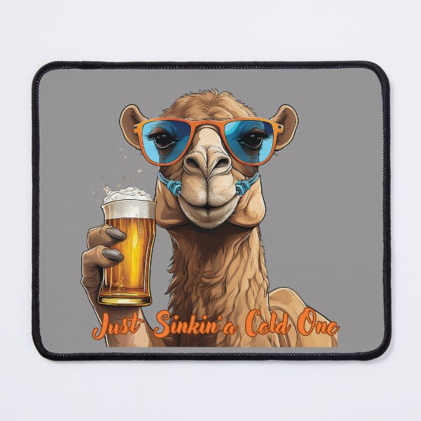 Item preview, Just Sinkin’ a Cold One: Funny Camel Enjoying a Beer – Comedy Camel Drinking T-Shirt designed and sold by Grang Art Artistic Designs.