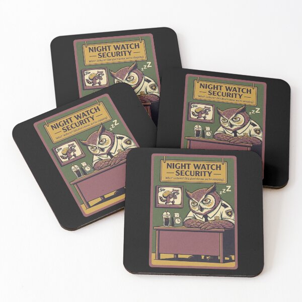 Item preview, Night Watch Security Sleeping Owl Funny Meme Guard Raccoon Thief Vintage designed and sold by Bongocomic.