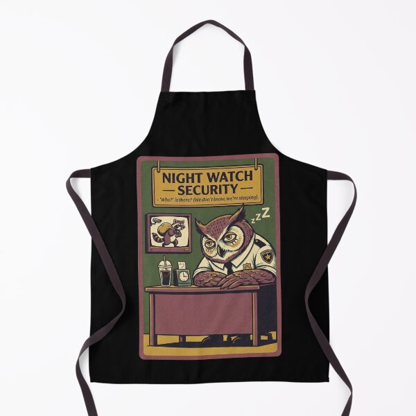 Item preview, Night Watch Security Sleeping Owl Funny Meme Guard Raccoon Thief Vintage designed and sold by Bongocomic.