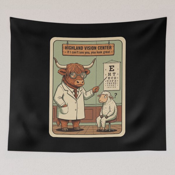 Item preview, Highland Vision Center Funny Meme Cow Optometrist Sheep Eye Exam Pun designed and sold by Bongocomic.