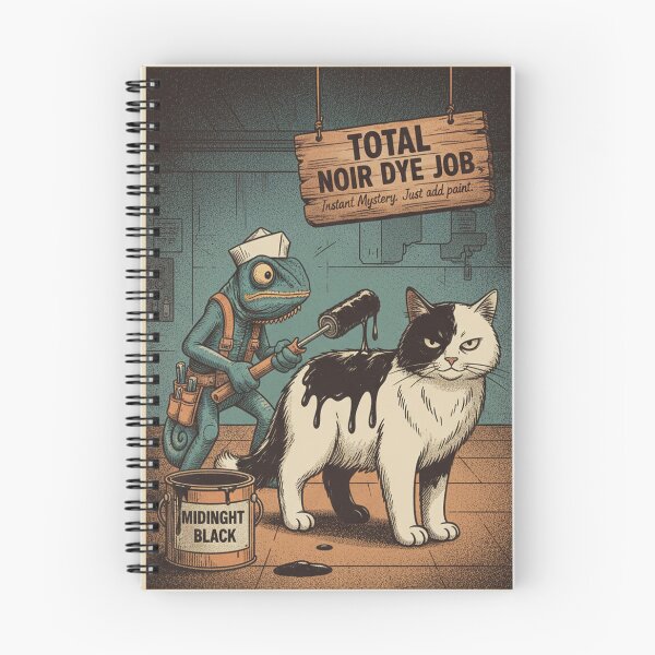 Artikelvorschau, Total Noir Färbung Lustiges Meme Katze & Chamäleon Maler Retro-Kunst entworfen und verkauft von Bongocomic.
