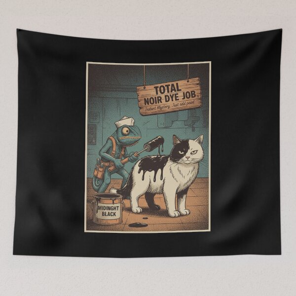 Item preview, Total Noir Dye Job Funny Meme Cat & Chameleon Painter Retro Art designed and sold by Bongocomic.