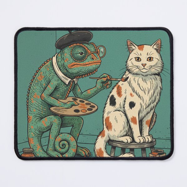Item preview, The Calico Customizer Whimsical Chameleon Artist Painting Cat Art Design designed and sold by Bongocomic.