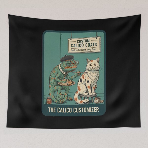 Item preview, The Calico Customizer Whimsical Chameleon Artist Painting Cat Art Design designed and sold by Bongocomic.