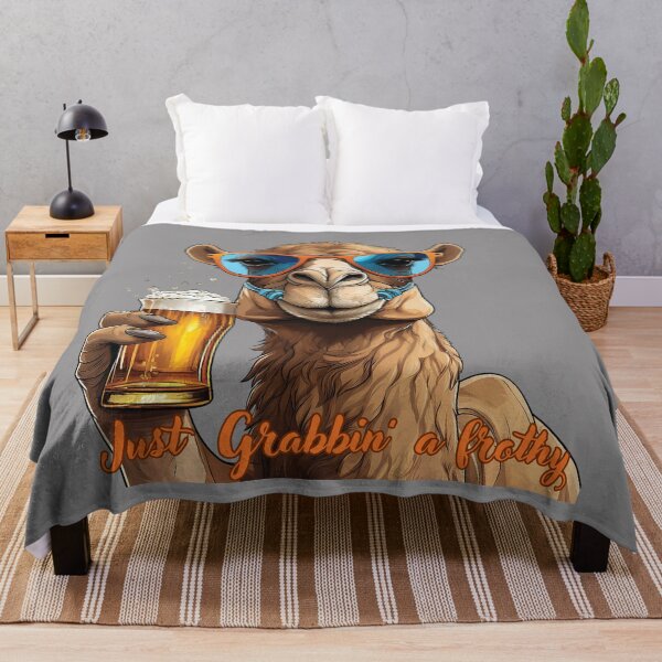 Item preview, Funny Camel Just Grabbin' a Frothy: Funny Camel Enjoying a Beer – Comedy Camel Drinking T-Shirt designed and sold by Grang Art Artistic Designs.