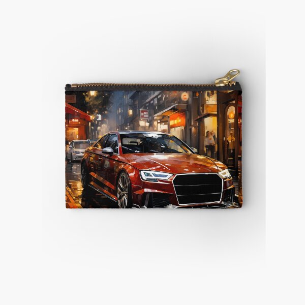 Item preview, Compact sports car cruising through narrow rainy night market designed and sold by RevUpDesign.