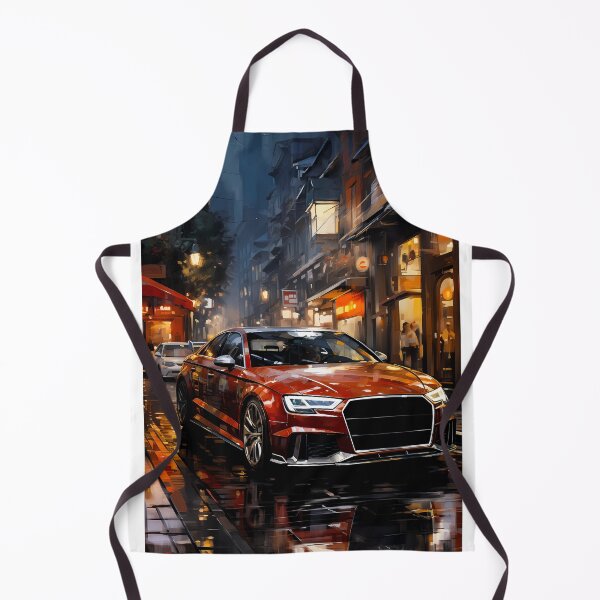 Item preview, Compact sports car cruising through narrow rainy night market designed and sold by RevUpDesign.