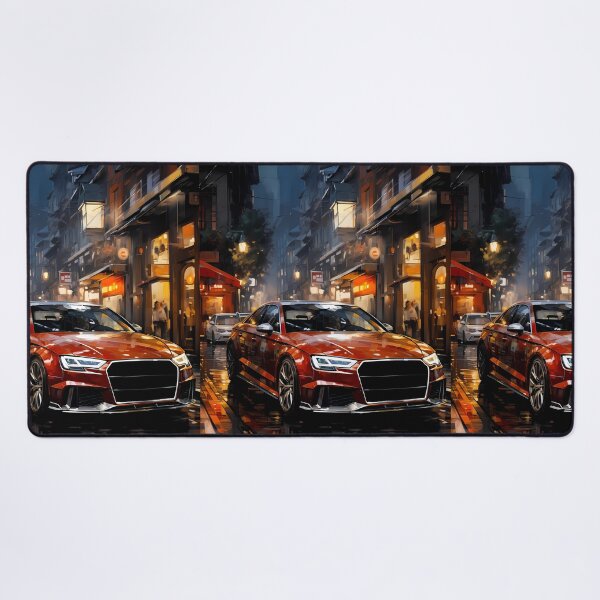 Item preview, Compact sports car cruising through narrow rainy night market designed and sold by RevUpDesign.