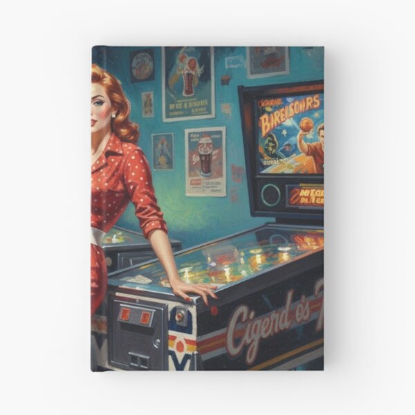 Item preview, Retro Pinball Wizard Pinup Girl - 1950s Arcade & Red Polka Dots designed and sold by Art's Diner.