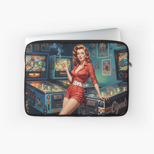 Item preview, Retro Pinball Wizard Pinup Girl - 1950s Arcade & Red Polka Dots designed and sold by Art's Diner.