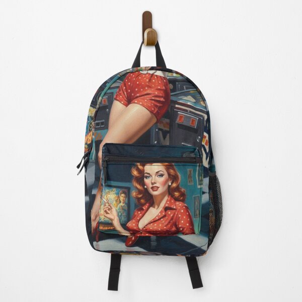 Item preview, Retro Pinball Wizard Pinup Girl - 1950s Arcade & Red Polka Dots designed and sold by Art's Diner.
