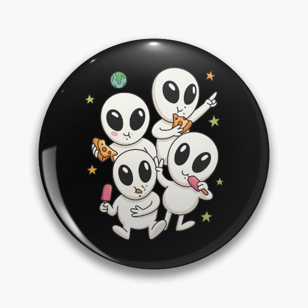 Item preview, Funny Kawaii Alien Extraterrestrial Squad Eating Snacks designed and sold by DrawHandArt.
