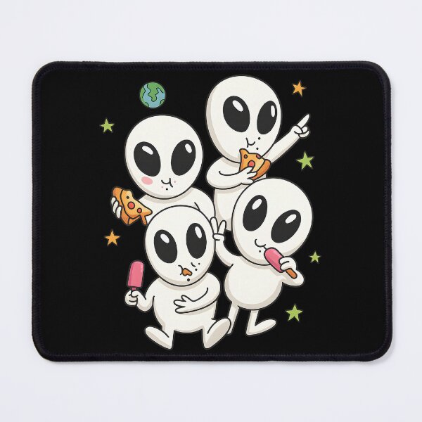Item preview, Funny Kawaii Alien Extraterrestrial Squad Eating Snacks designed and sold by DrawHandArt.