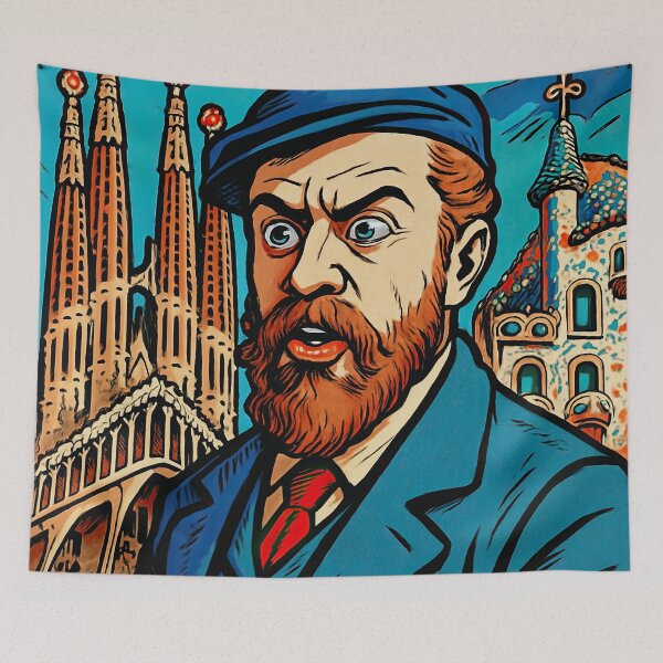 Item preview, Antoni Gaudí portrait | Comics style - Cartoon designed and sold by ComicsFactory.