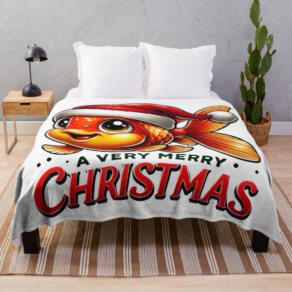 Item preview, Cute Goldfish Christmas Art with Santa Hat. designed and sold by The-T-In-Retro.