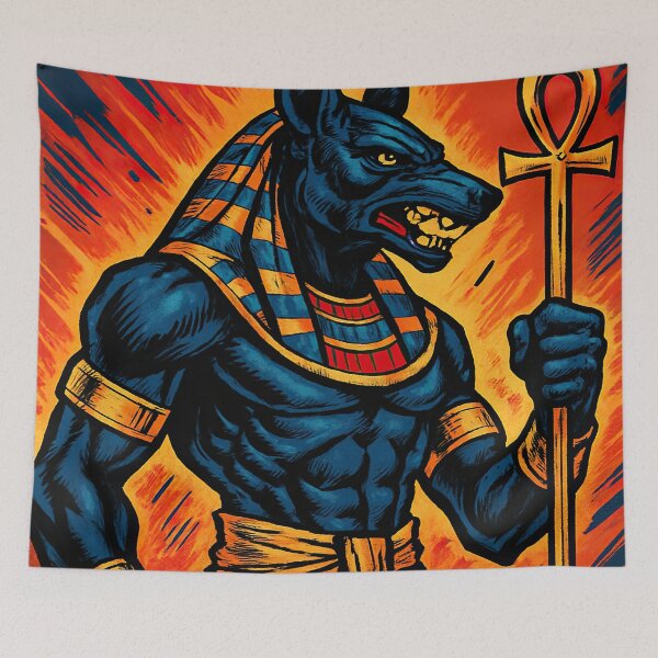 Item preview, Anubis, Egyptian underworld god, canine black head | Comics style - Cartoon designed and sold by ComicsFactory.
