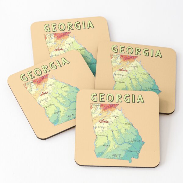 Item preview, Vibrant Topographic Map of Georgia State - Atlanta & Major Cities designed and sold by mashmosh.